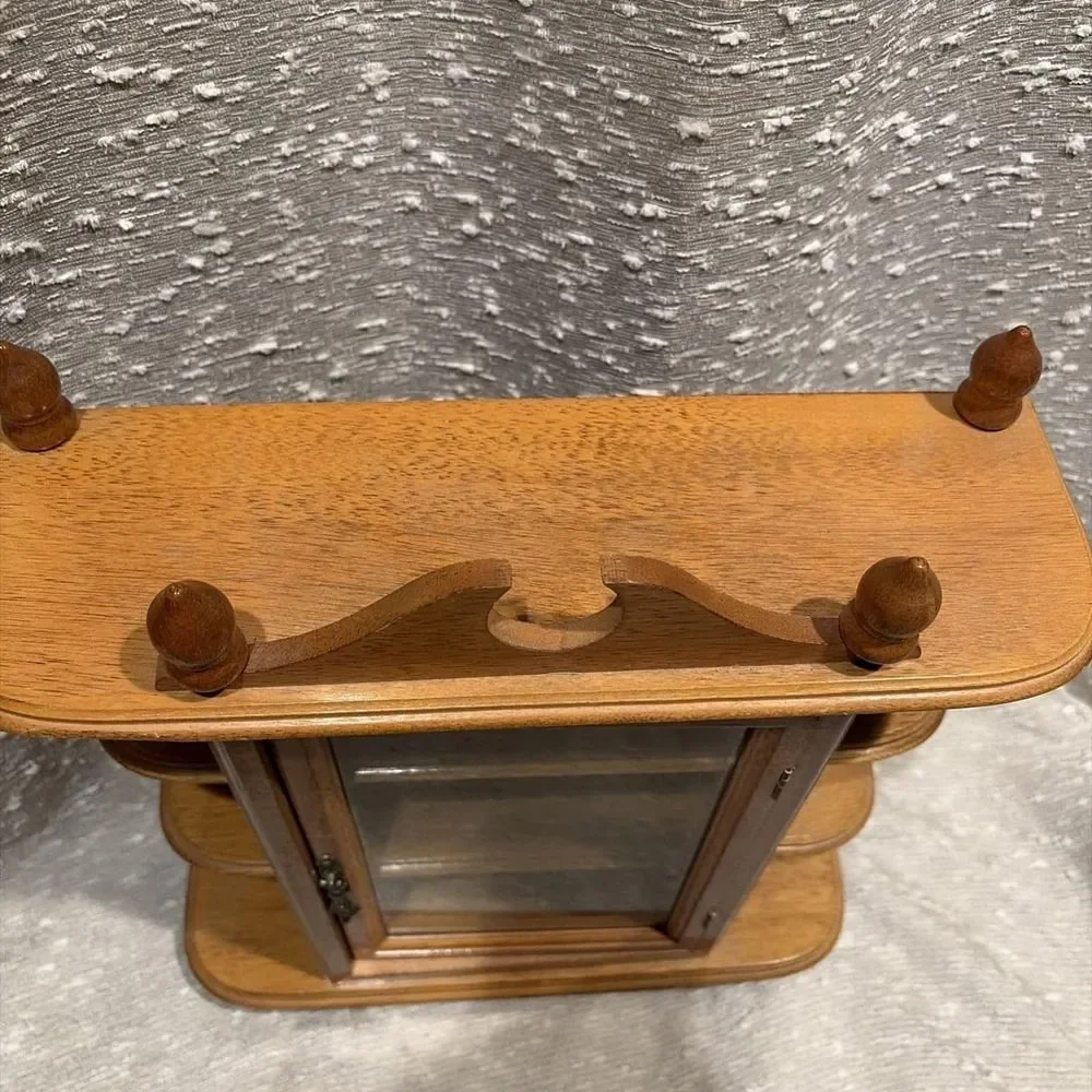 Wooden Curio Display Cabinet Vintage 16.5